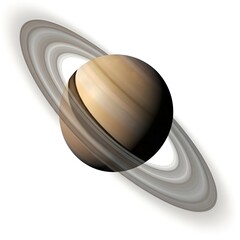 Saturn planet with rings isolated on white background