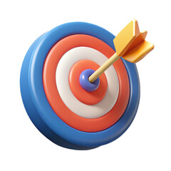 An accurate blue dart hits the bullseye of a red dartboard, symbolizing a successful business goal