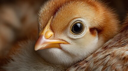 Naklejka premium Close-up adorable newborn chick portrait reveals intricate feather details