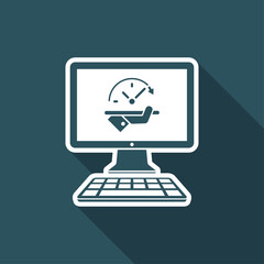 High speed performances computer online - Vector flat icon