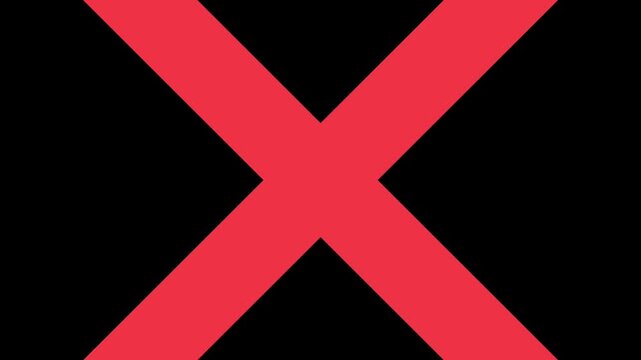 A simple, bold red X symbol fills the screen, perfect for indicating an error or wrong answer.