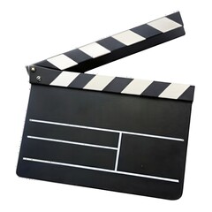 Movie clapperboard on white background