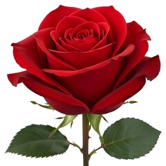 Single red rose on white background