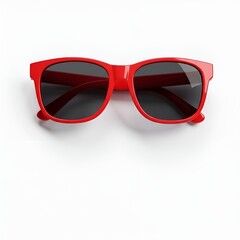 Red sunglasses on white background
