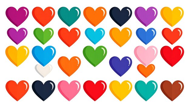 Colorful heart icons