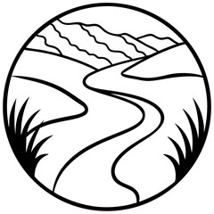 River Path in Hills Vector