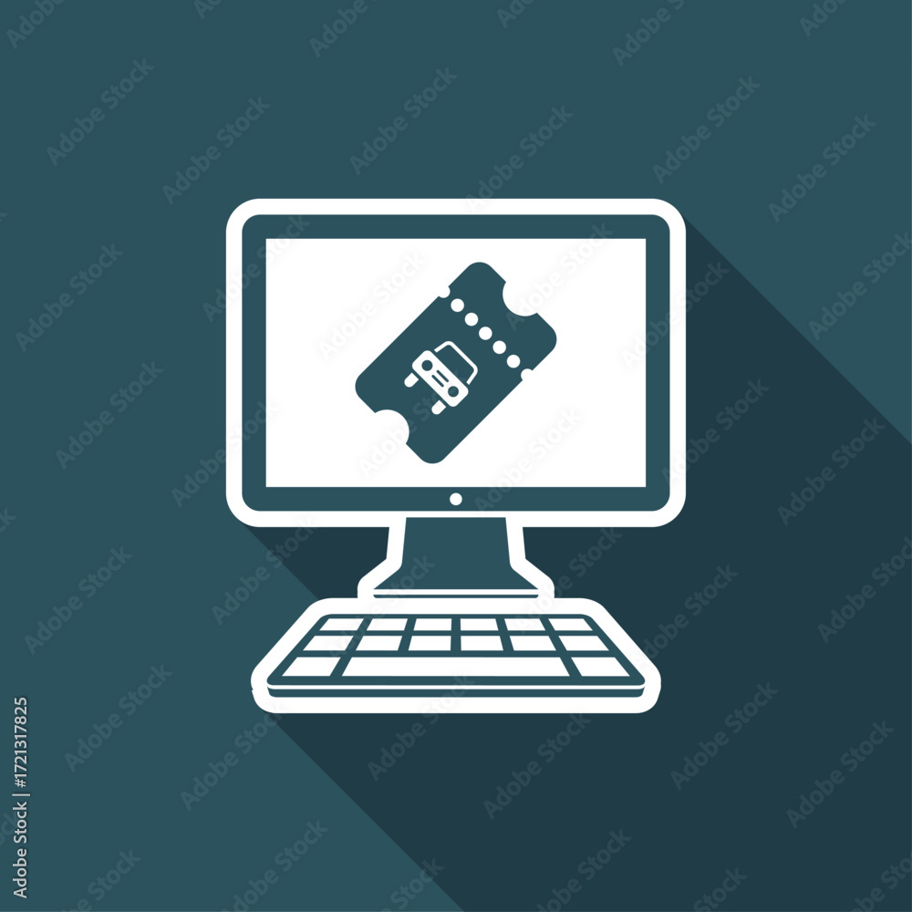 Poster car ticket - vector icon for computer website or application