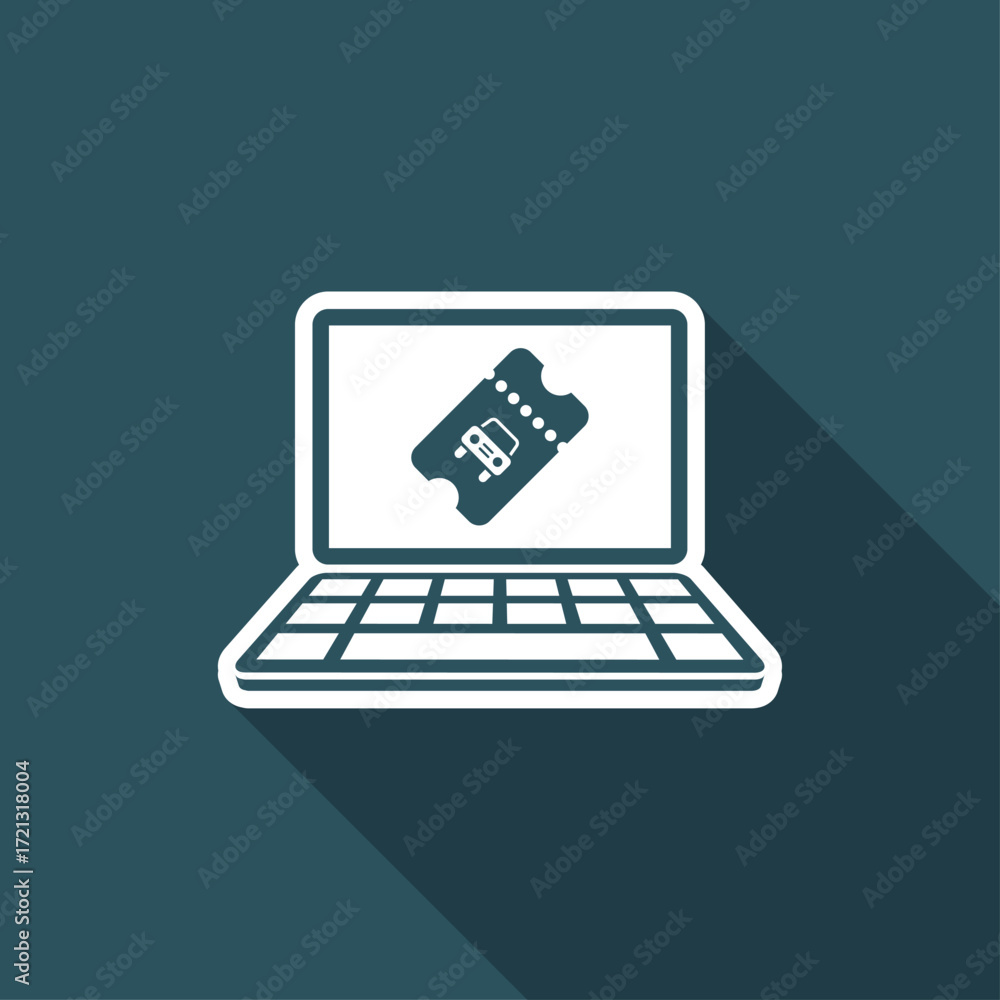 Poster car ticket - vector icon for computer website or application