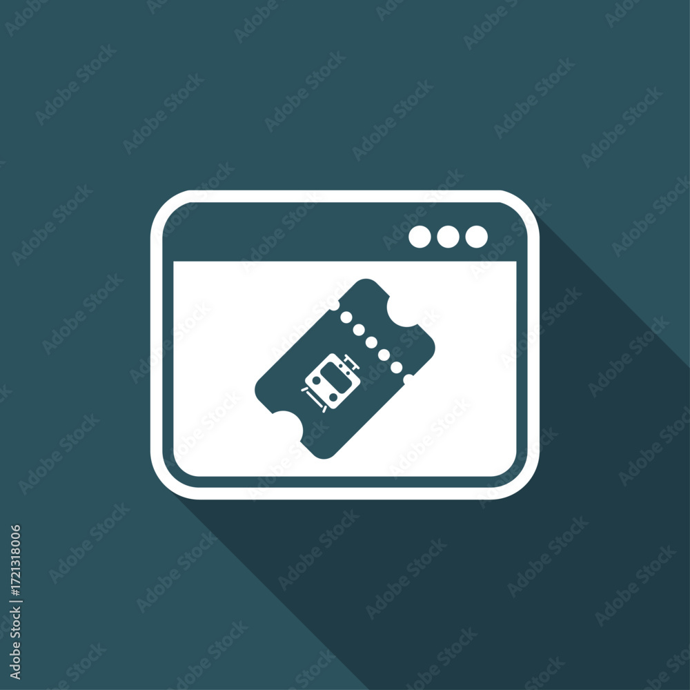 Poster online train ticket - vector icon for computer website or application