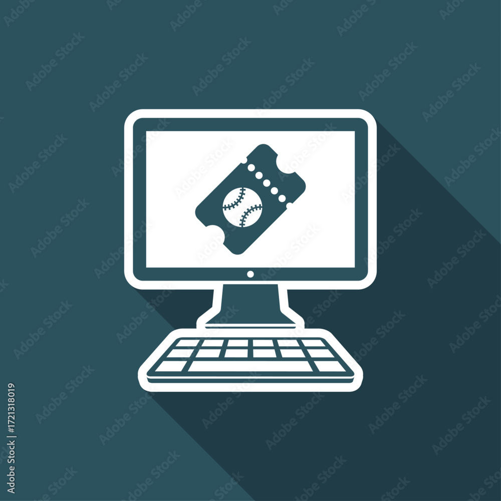 Poster sport ticket booking - vector icon for computer website or application