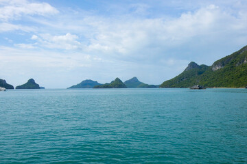 Greeny blue waters of Ang Thong Marine Park in Thailand