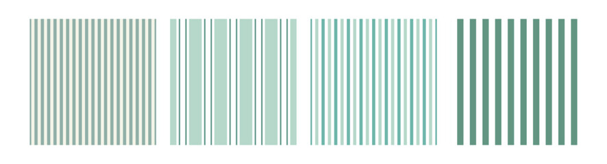 Abstract vertical stripe Christmas seamless pattern vintage background set vector illustration. Green white uniform line geometric ornament.