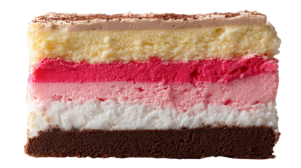 Vibrant Neapolitan Style Layered Mousse Cake Slice
