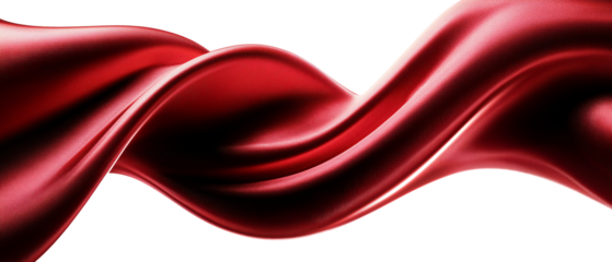 Elegant Red Sine Wave Fabric: Abstract Flowing Ribbon on Black