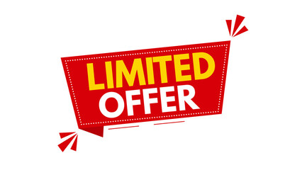 Limited Offer Banner – Bold Red and Yellow Design with Dotted Border and Dynamic Accents for Sales Promotions