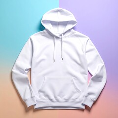 Clean White Hoodie Mockup on Colorful Background Comfortable Casual Apparel for Designers and Fashion Enthusiasts Presentation