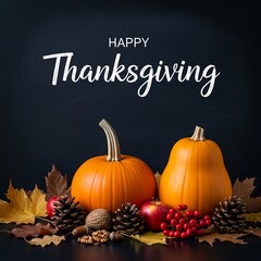 Thanksgiving Still Life with Pumpkins, Autumn Leaves, and Festive Decorations