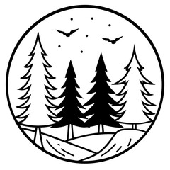 Fototapeta premium Forest Silhouette Scene Vector