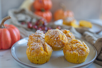Home made Autumn Pumpkin Muffin with cinnamon