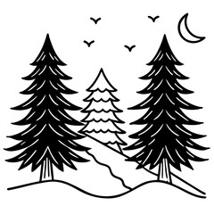 Fototapeta premium Forest Silhouette Scene Vector