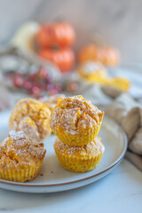 Home made Autumn Pumpkin Muffin with cinnamon