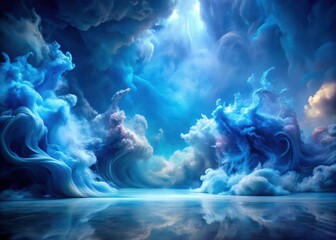 Swirling clouds of ultramarine and cerulean blend together in a mesmerizing dance