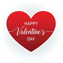 A simple and elegant 'Happy Valentine's Day' message inside a large red heart sticker with a subtle paper effect. vector illustration