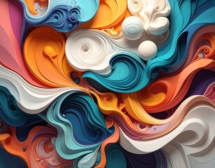 Abstract layered paper swirls and forms