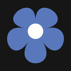 Minimal blue flower symbol combining simplicity with bold geometry. A decorative art piece rooted in botanical charm.