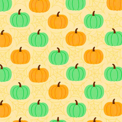 Halloween Packaging Pattern, Pastel Pumpkins and Subtle Webs
