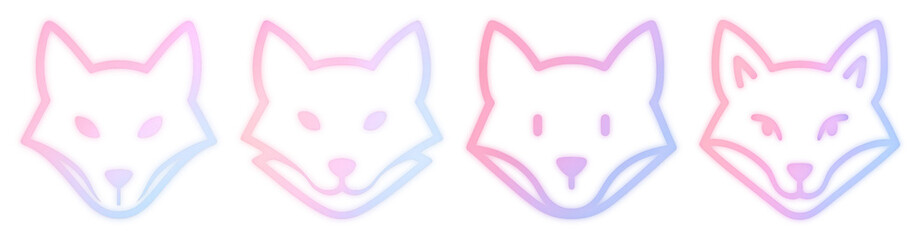 Naklejka premium PNG Neon fox heads glowing, element set on transparent background