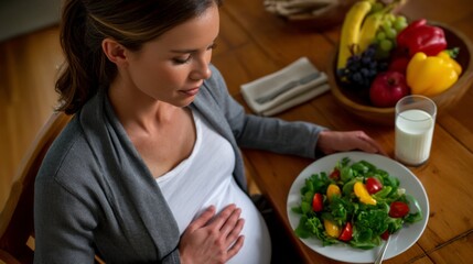 Healthy eating for expecting mothers home kitchen lifestyle image warm atmosphere close-up nutrition awareness