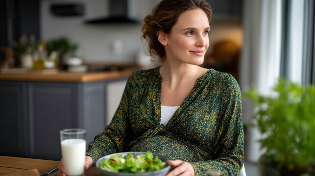 Healthy eating for expecting mothers modern kitchen lifestyle bright environment positive viewpoint
