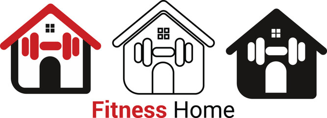 Home fitness gym workout exercise house dumbbell weightlifting logo design