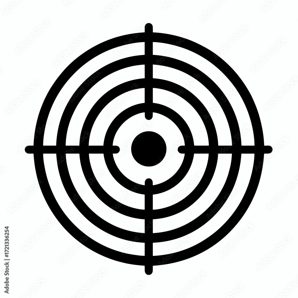 Poster black target symbol with concentric circles and center point