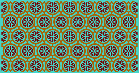 Green and brown circular decorative seamless pattern with floral-inspired elements, elegant vector for fabric or wallpaper.