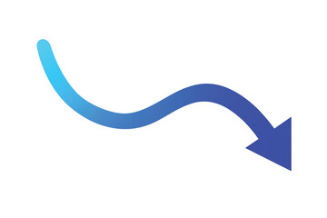 Downward arrow sloping drop sharp fall decline crash price cut recession loss stock sales savings salary market assets transparent backgroun 