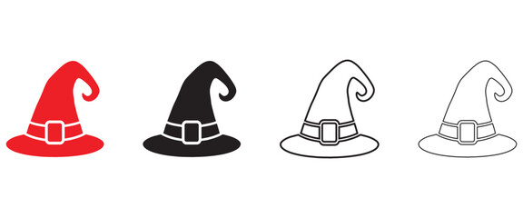 Halloween Witch Hat vector icon, witch hat vector, silhouette, line art