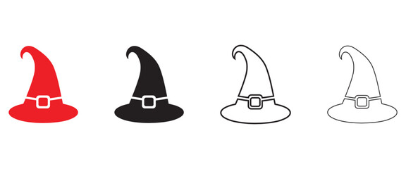 Halloween Witch Hat vector icon, witch hat vector, silhouette, line art