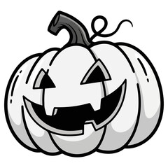 Spooky Halloween pumpkin with a carved face illustration.