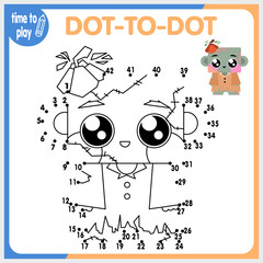 Connect the dots, a children's logic game. Frankenstein coloring page.
