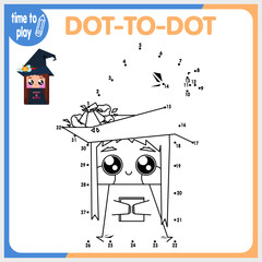 Connect the dots, a children's logic game. Witch, sorceress coloring page.
