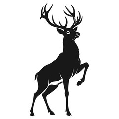 Majestic stag silhouette standing tall against a white backdrop.