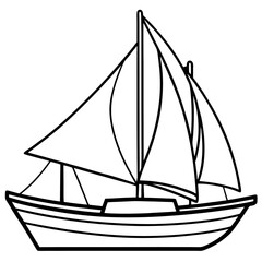 Classic Sailboat Line Art Vector