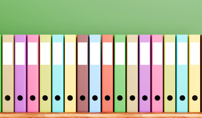 Obraz premium Folders in different colors.Office background