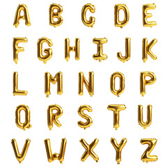 Gold balloon alphabet letters set isolated on white background, 3d illustration © TrongPhap