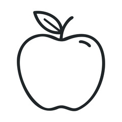 Fototapeta premium Simple outline of an apple with a leaf for educational purposes