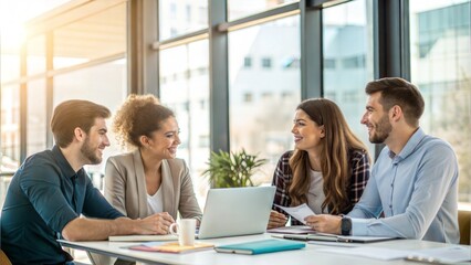 Team young professionals having discussion in office