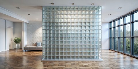 Glass block wall in modern interior design