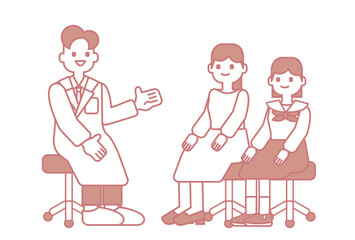 医師の説明を受ける母親と中高生の女の子